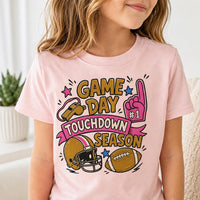 Girls Football Game Day Graphic Shirt, Toddler Touchdown Season Tee, Baby Sports Bodysuit, Pink Football Fan Outfit, Gift for Athlete