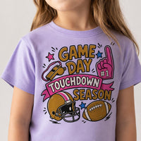 Girls Football Game Day Graphic Shirt, Toddler Touchdown Season Tee, Baby Sports Bodysuit, Pink Football Fan Outfit, Gift for Athlete