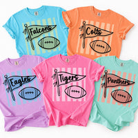 Personalized Football Mascot Shirt, Custom Team Name Tee, Pennant School Spirit Tee, Football Mom Teacher Cheer Student, Custom Team Gift