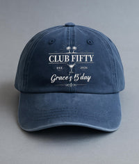 Personalized 30th 40th 50th Birthday Embroidered Hat, Custom Social Club Cap, Low Profile Dad Hat, Beach Bachelorette, Gift for Her