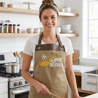 Custom Logo Embroidered Apron, Personalized Business Cooking Apron, Leather Trim Work Uniform, Custom Business Apron, Branded Kitchen Gift