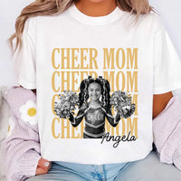 Personalized Cheer Mom Photo Shirt, Custom Senior Cheer Photo Tee, Retro Childhood Picture Top, Class of 2026 Outfit, Sports Mom Gift