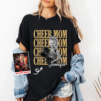 Personalized Cheer Mom Photo Shirt, Custom Senior Cheer Photo Tee, Retro Childhood Picture Top, Class of 2026 Outfit, Sports Mom Gift