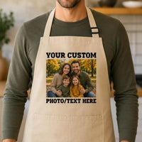 Personalized Photo Apron, Custom Picture Cooking Apron, Kitchen Apron with Pockets, Custom Text Chef Apron, Christmas Gift for Him or Her