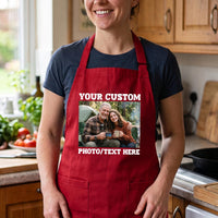 Personalized Photo Apron, Custom Picture Cooking Apron, Kitchen Apron with Pockets, Custom Text Chef Apron, Christmas Gift for Him or Her
