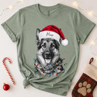 Custom Santa Hat Christmas Dog Shirt, Personalized Dog Photo Tee, Custom Pet Name Tee, Cat or Puppy Sketch Drawing, Gift for Pet Mom