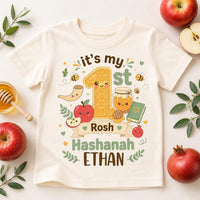 Personalized My First Rosh Hashanah Shirt, Custom Baby Jewish New Year Tee, Toddler Rosh Hashanah Outfit, Apple Honey Shirt, Holiday Gift