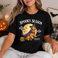 Custom Dog Photo Halloween Shirt, Personalized Witch Pet Tee, Spooky Season Dog Mom Top, Custom Pet Name Tee, Halloween Gift for Her
