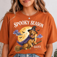 Custom Dog Photo Halloween Shirt, Personalized Witch Pet Tee, Spooky Season Dog Mom Top, Custom Pet Name Tee, Halloween Gift for Her