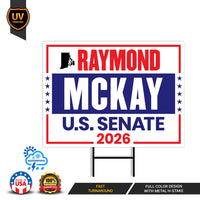 Raymond Mckay For Rhode Island Senate 2026 Yard Sign, Corrugated Plastic Senate Elections, Race Red White Blue Yard Sign with Metal H-Stake