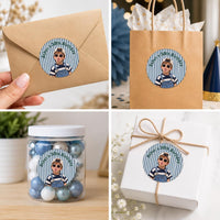 Personalized Photo Birthday Stickers, Custom Face Party Favor Labels, Name & Age Birthday Sticker, Photo Labels, Kids Adult Party Deco