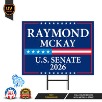 Raymond Mckay For Rhode Island Senate 2026 Yard Sign, Corrugated Plastic Senate Elections, Race Red White Blue Yard Sign with Metal H-Stake