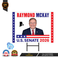Raymond Mckay For Rhode Island Senate 2026 Yard Sign, Corrugated Plastic Senate Elections, Race Red White Blue Yard Sign with Metal H-Stake