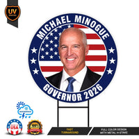 Michael Minogue For Massachusetts Governor 2026 Yard Sign, Corrugated Governor Elections Race Red White & Blue Yard Sign with Metal H-Stake