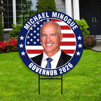 Michael Minogue For Massachusetts Governor 2026 Yard Sign, Corrugated Governor Elections Race Red White & Blue Yard Sign with Metal H-Stake