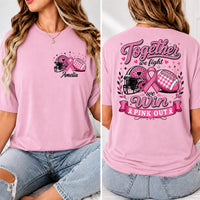 Personalized Pink Out Football Shirt, Custom Breast Cancer Tee, Together We Fight We Win, Team Tee, Sports Mom Gift, Front Back