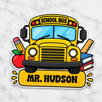 Custom School Bus Name Magnet, Personalized Fridge Magnet, Teacher Classroom Name Decor, School Bus Cutout Magnet, Personalized Gift