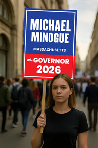 Michael Minogue For Massachusetts Governor 2026 Election Sign, Political Campaign Sign, Democrate, Governor Election 2026 Race Poster Sign