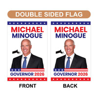 Michael Minogue For Massachusetts Governor 2026 Garden Flag, Double Sided, 2026 Governor Flag, Elections Flag, Race Red White & Blue Flag