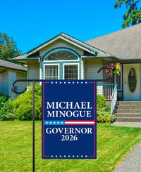 Michael Minogue For Massachusetts Governor 2026 Garden Flag, Double Sided, 2026 Governor Flag, Elections Flag, Race Red White & Blue Flag
