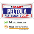 Mary Peltola For Alaska U.S. Senate Banner Sign, 13 oz Waterproof US Senate Election 2026, Republican Party Vinyl Banner With Metal Grommets