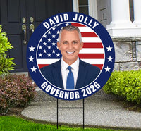 David Jolly For Florida Governor Yard Sign - Coroplast 2026 Governor Elections Race Red White & Blue Yard Sign with Metal H-Stake