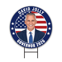 David Jolly For Florida Governor Yard Sign - Coroplast 2026 Governor Elections Race Red White & Blue Yard Sign with Metal H-Stake
