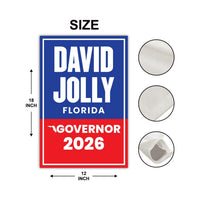 David Jolly For Florida Governor 2026 Garden Flag, Double Sided, 2026 Governor Flag, Republic, Elections Flag, Race Red White & Blue Flag
