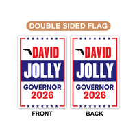 David Jolly For Florida Governor 2026 Garden Flag, Double Sided, 2026 Governor Flag, Republic, Elections Flag, Race Red White & Blue Flag