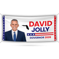 David Jolly For Florida U.S. Governor Banner Sign, 13 oz Waterproof US Governor Election 2026 Vinyl Banner With Metal Grommets