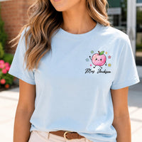 Personalized Crayon Apple Teacher Shirt, Custom Teacher Name Tee, Cute Preschool Classroom Shirt, Back to School Outfit, Gift for Educator