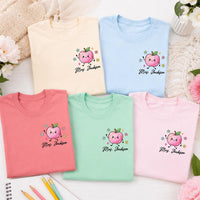 Personalized Crayon Apple Teacher Shirt, Custom Teacher Name Tee, Cute Preschool Classroom Shirt, Back to School Outfit, Gift for Educator