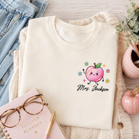 Personalized Crayon Apple Teacher Shirt, Custom Teacher Name Tee, Cute Preschool Classroom Shirt, Back to School Outfit, Gift for Educator