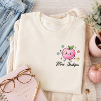 Personalized Crayon Apple Teacher Shirt, Custom Teacher Name Tee, Cute Preschool Classroom Shirt, Back to School Outfit, Gift for Educator