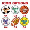 Personalized Sports Ball Magnet, Custom Name Number Magnet, Baseball Softball Soccer Basketball Gift, Kids Locker Decor, Team Player Gift
