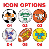 Personalized Sports Ball Magnet, Custom Name Number Magnet, Baseball Softball Soccer Basketball Gift, Kids Locker Decor, Team Player Gift