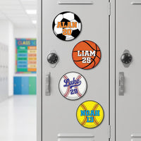 Personalized Sports Ball Magnet, Custom Name Number Magnet, Baseball Softball Soccer Basketball Gift, Kids Locker Decor, Team Player Gift