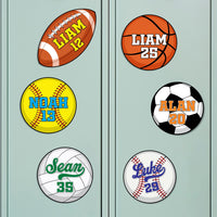 Personalized Sports Ball Magnet, Custom Name Number Magnet, Baseball Softball Soccer Basketball Gift, Kids Locker Decor, Team Player Gift