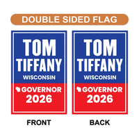 Tom Tiffany For Wisconsin Governor 2026 Garden Flag, Double Sided, 2026 Governor Flag, Elections Flag, Race Red White & Blue Flag