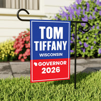 Tom Tiffany For Wisconsin Governor 2026 Garden Flag, Double Sided, 2026 Governor Flag, Elections Flag, Race Red White & Blue Flag