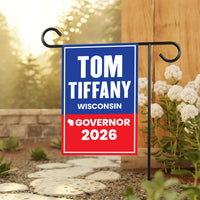 Tom Tiffany For Wisconsin Governor 2026 Garden Flag, Double Sided, 2026 Governor Flag, Elections Flag, Race Red White & Blue Flag