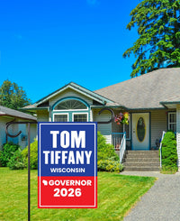Tom Tiffany For Wisconsin Governor 2026 Garden Flag, Double Sided, 2026 Governor Flag, Elections Flag, Race Red White & Blue Flag
