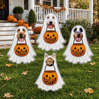 Personalized Ghost Pet Halloween Yard Sign, Custom Pet Photo Lawn Sign, Trick or Treat Cutout, Holiday Lawn Display, Halloween Yard Decor