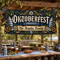 Personalized Oktoberfest Vinyl Banner, Custom Family Name Sign, German Beer Festival Decor, Fence Display Sign, Celebration Banner