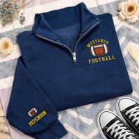Personalized Football Embroidered Quarter Zip Sweatshirt, Custom Player Number, Sporty Crewneck Style, Game Day Wear, Custom Team Gift