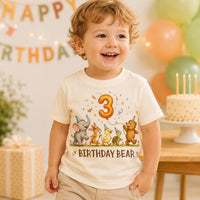 Personalized Birthday Bear Kids Shirt, Custom Age Woodland Animal Tee, Toddler Party Top, Cute Animal Birthday Outfit, Gift for Toddler