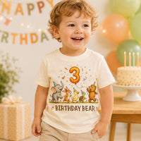 Personalized Birthday Bear Kids Shirt, Custom Age Woodland Animal Tee, Toddler Party Top, Cute Animal Birthday Outfit, Gift for Toddler