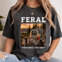 Personalized Feral Since Year Raccoon Shirt, Custom Birth Year Tee, Funny Trash Panda Shirt, Retro Wildlife Tee, Birthday Gift for Her