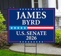 James Byrd For Wyoming Senate 2026 Yard Sign, Corrugated Plastic Senate Elections, Race Red White & Blue Yard Sign with Metal H-Stake