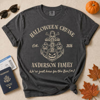 Personalized Halloween Cruise Shirt, Custom Family Vacation Tee, Spooky Pumpkin Anchor Design, Booze Cruise Shirt, Family Trip Gift 2026